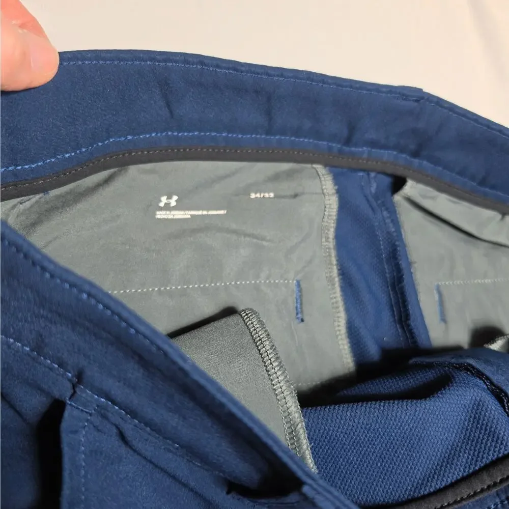 Under Armour Pants Mens 34X32 Navy Blue Performance Chino Golf Flat Front Logo
